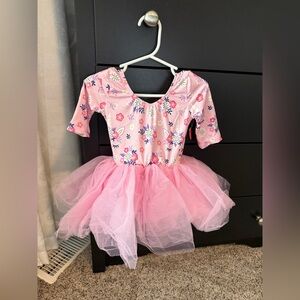 NWT Mila & Rose Toddler Pink Retro Daydream 3/4 Sleeve Tutu Leotard - Size 2T